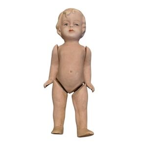 Antique Bisque Porcelain Miniature‎ Doll 5" Jointed Painted Blue Eyes Blonde